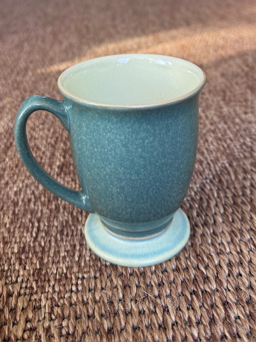 Denby Stoneware Green Ceramic Footed Mug with Saucer - Home Dining
